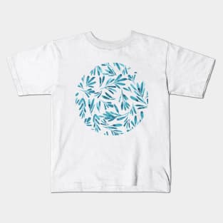 Abstract light blue leaf pattern Kids T-Shirt